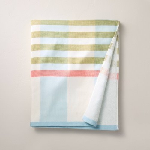 60"x60" Summer Plaid Oversized Cotton Beach Towel Blue/Green - Hearth & Hand™ with Magnolia
