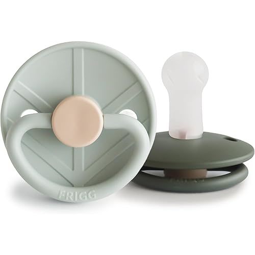 FRIGG Little Viking SilkySoft Silicone Baby Pacifier 2-Pack | Made in Denmark | BPA-Free (Sage/Olive, 6-18 Months)