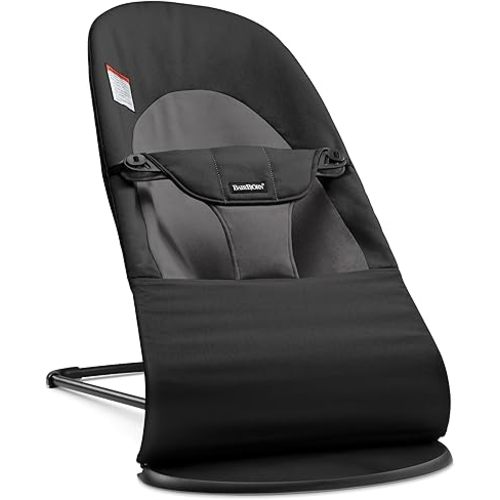 BabyBjörn Bouncer Balance Soft, Black/Dark Gray, Woven | 2-in-1 Adjustable Baby Bouncer Seat and Toddler Chair, Newborn to Toddler (8-29 lbs), 4 Positions, Lightweight & Portable