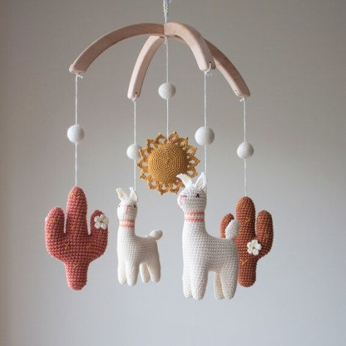 Desert Cacti Llama Nursery Mobile Earthy Tones Crib Mobile Baby Shower Gift Cot Mobile New Baby Gift, Neutral Nursery Decor - Etsy