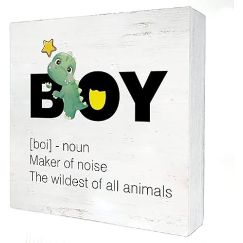 Dinosaur Nursery Wood Box Sign Baby Dinosaur Dino Boy Definition Wooden Box Sign Block Plaque for Wall Desk Home Boys Room Decoration