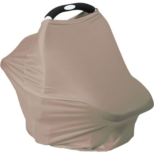 Breathable Car Seat Cover for Babies – Multi-Purpose Soft Rayon Nursing Cover for Breastfeeding, High Stretchy Infant Carseat Canopy, Stroller Cover (Smooth Rayon, Mocha Natural)