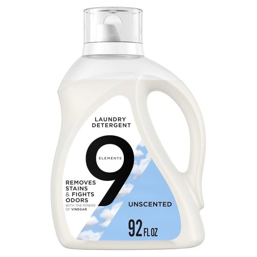 9 Elements Natural Liquid Laundry Detergent, Vinegar Powered, Unscented, 92 Fl Oz, 1 Count, Laundry Detergent Liquid, Washing Detergent