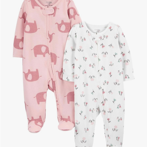 Simple Joys by Carter's baby-girls 2-way Zip Thermal Footed Sleep and Play, Pack of 2