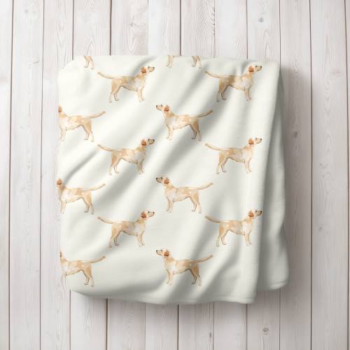 Watercolor Golden Labrador Retriever Minky Fleece Blanket, Golden Labrador Retriever Baby Blanket, Labrador Retriever Nursery Decor