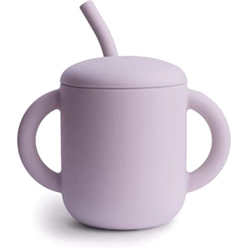 mushie 100% Silicone Training Cup & Straw for Toddlers | 6 Months+ (Soft Lilac)