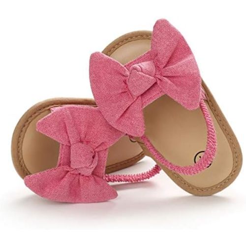 COSANKIM Infant Baby Girls Summer Sandals with Flower Soft Sole Newborn Toddler First Walker Crib Dress Shoes