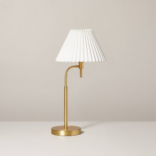 22" Pleated Shade Metal Arch Table Lamp Brass/Cream - Hearth & Hand™ with Magnolia