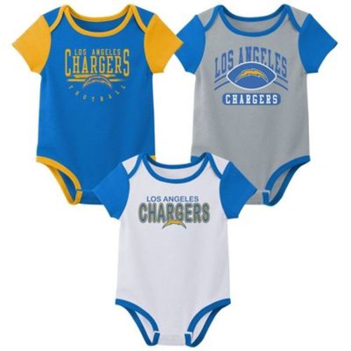 Nfl Los Angeles Chargers Infant Boys' 3pk White Bodysuit - 0-3M