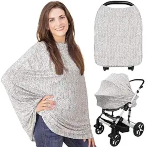 Car Seat Covers for Babies - Nursing Cover, Baby Car Seat Cover, Nursing Covers for Breastfeeding, Carseat Cover Girls, Boy, Breastfeeding Cover, Infant Car Seat Cover, Stroller Cover (Herringbone)