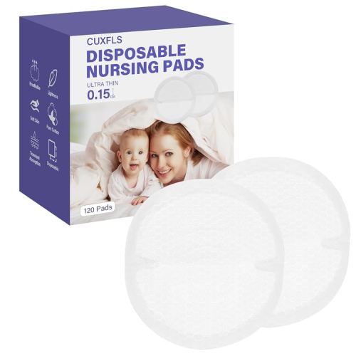 Disposable Nursing Pads, Ultra-Thin Absorbent Water Breast Pad Safe and Dry 120 Count Breastfeeding Breathable Portable for Mothers, 3D Shape Best Fit Soft and Comfortable Leak Proof Design