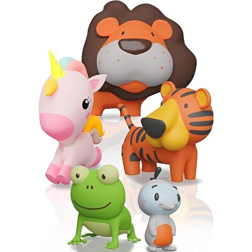 Mold Free Bath Toys for Babies and Toddlers, Animal No Hole Bath Toys, No Mold for Tub,Beach,Pool, BPA-Free, Dishwasher-Safe, Infant Bath Toys No Holes 0 1 3 6 12 18 Months - Lion With Friends