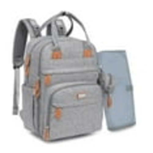 BabbleRoo Diaper Bag Backpack with Changing Pad & Stroller Straps, Light Gray, 1 pc
