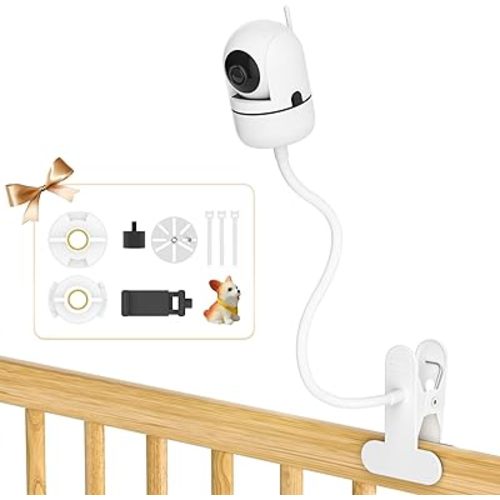Universal Baby Monitor Crib Mount for HelloBaby, VTech, Infant Optics DXR 8 & DXR-8 Pro, ANMEATE, Nanit Pro, Eufy, Owlet, VAVA - 19.4" Flexible Goosenesk Baby Monitor Crib Holder for 360° Adjustable