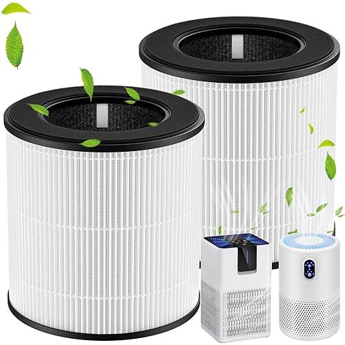 M05 B-D02L Replacement Filter Compatible with MOOKA M05/ B-D02L Air Purifi-ers, for KOIOS B-D02L, for VEWIOR B-D02U, H13 True HEPA Filter and Activated Carbon Filtration for M05/ B-D02L, 2 Pack, White