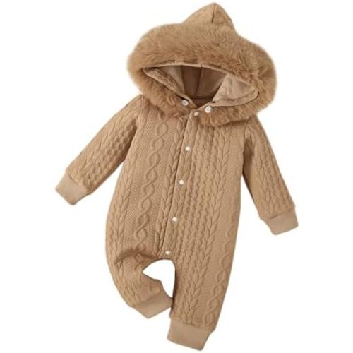 Baby Boys and Girls Winter Long Sleeve White Hooded Romper Infant Outfit