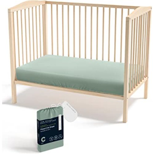 Olive + Crate Crib Sheets Luxury Eucalyptus Tencel, Naturally Organic Pure Ultra Soft and Breathable, Boys and Girls, Baby and Toddler, Deep Pockets, Spring Sage (52 x 28)