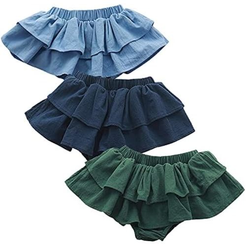 3PC Shorts Set Newborn Baby Girls Boy PP Pants Solid Floral Ruffle Cotton Bloomers Skirt Basic Washable Diaper Cover