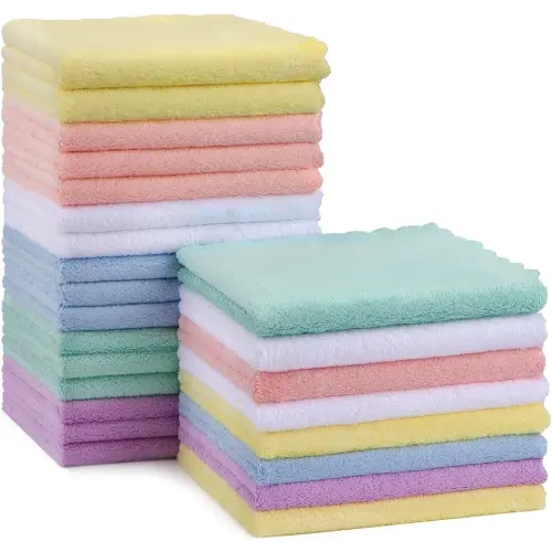 HOMEXCEL Baby Washcloths 24 Pack-Microfiber Baby Bath Face Towel 11.5 x 11.5 Inch Extra Absorbent and Soft Burp Cloth and Wash Cloths for Newborn-Infants and Toddlers-Gentle On Sensitive Skin