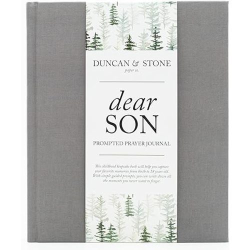 Duncan & Stone Baby Memory Book, Grey, 230 Pages, Prompted Journal for 18 Years