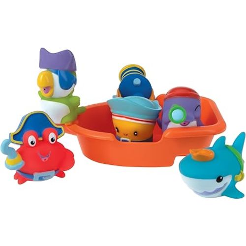 Nuby Pirate Pals Bath Toy Set - Interactive Bath Time Toys - 18+ Months