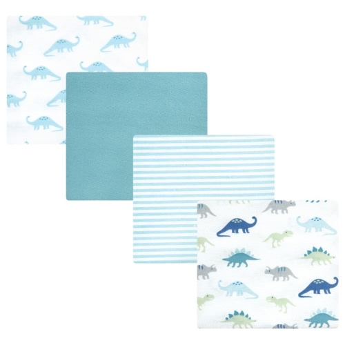 Hudson Baby Cotton Poly Flannel Receiving Blankets, Soft Teal Dino, One Size