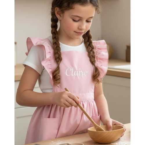 Personalized Children's Aprons, Ruffled Waterproof Aprons for Baking, Crafts and Gardening, Durable and Customizable for Kids