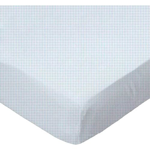 SheetWorld 100% Cotton Jersey Fitted Crib Toddler Sheet 28 x 52, Blue Gingham, Made in USA