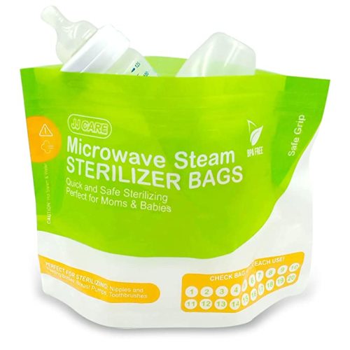 [Pack of 20] Microwave Steam Sterilizer Bags - 400 Uses - Reusable Baby Bottle Sterilizer Bags - Steam Bags for Breast Pump - Microwave Sterilizing Bags (4 Boxes/ 5 Bags per Box)