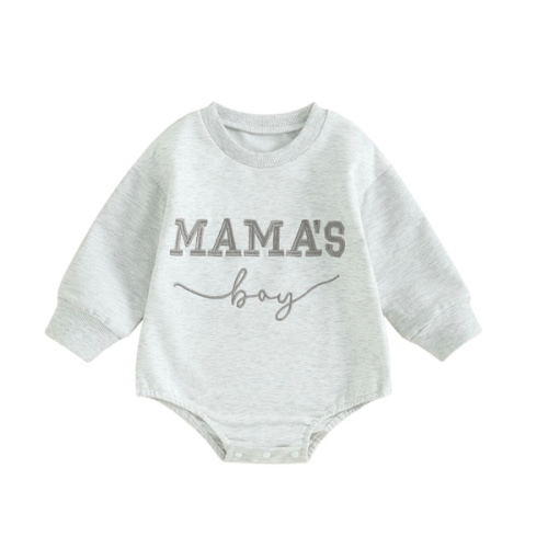 MAMA'S BOY Light Gray Romper - Hazel & Bo