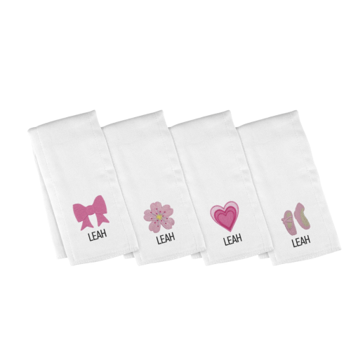 Personalized Emoji Burp Cloth - 4 Pack Pretty in Pink