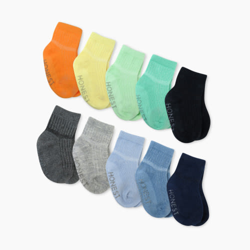 Honest Baby Clothing 10-Pack Cozy Socks - Rainbow Blues, 0-6 M