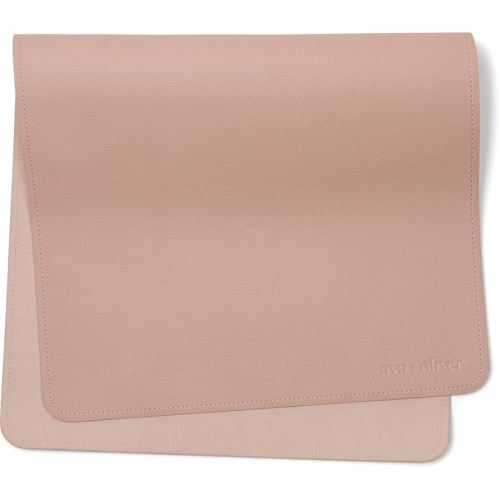 Vegan Leather Baby Changing Mat (16 X 30 in) - Multipurpose Wipeable and Portable Diaper Changing Pad - Foldable for Travel (Pink Sand)