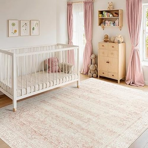 Pink Boho Font Door Mat for Indoor Entrance Washable Non Slip Cute Vintage Floral Aesthetic 4x6 Area Rugs for Entryway Entry