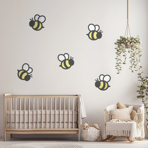Printed Bumble Bee Wall Decal Set