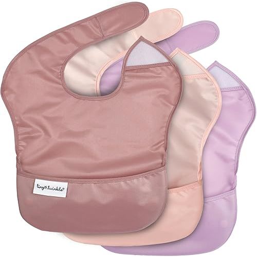Tiny Twinkle Mess-Proof Baby Bib - Waterproof Bib for Baby Boy or Girl - PFAS, PVC, BPA, Phthalate Free - Baby Food Bibs