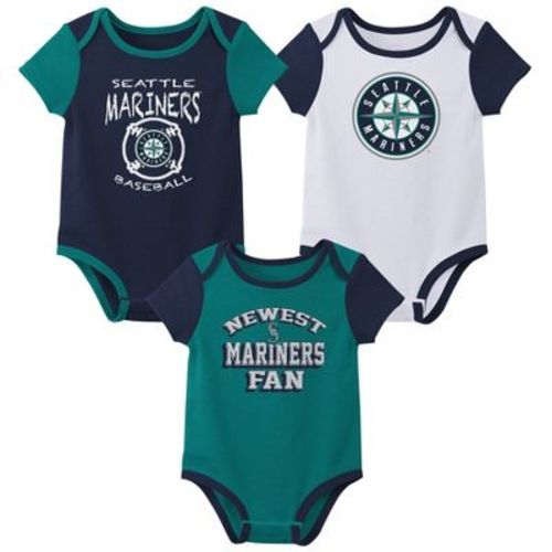 Mlb Seattle Mariners Infant Boys' 3pk Bodysuit - 0-3M