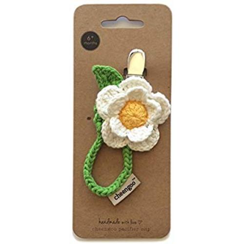 Cheengoo Organic Hand Crocheted Pacifier Clip - Daisy