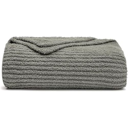 bearberry Super Soft Fluffy Throw Blanket 3D Ribbed Lightweight Cozy Warm Throw Blankets for Couch Bed Sofa All Season (Grey, 50”x60”)