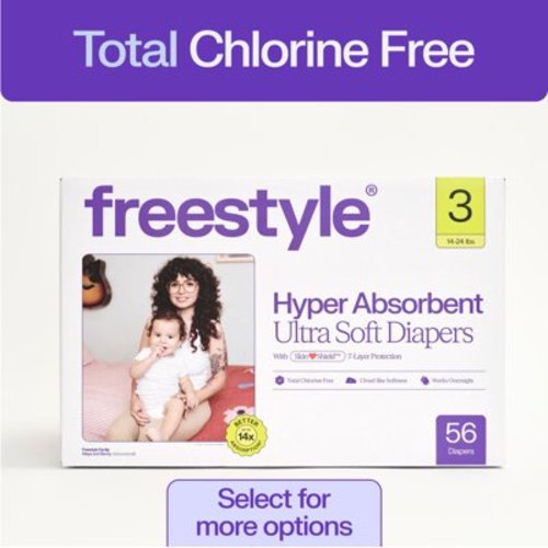 Freestyle Hyper Absorbent Ultra Soft Baby Diapers, Size 3, 56 Count (Select for More)