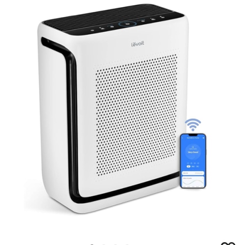 LEVOIT Air Purifiers for Home Large Room Up to 1875 Ft² with Washable Pre-Filter, AHAM VERIFIDE, Air Quality Monitor, HEPA Sleep Mode for Allergies, Pet Hair in Bedroom, Vital 200S-P, White