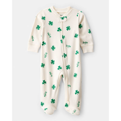 Baby St. Patrick's Day 100% Cotton Snug Fit 2-Way Zip Sleep & Play Pajamas - Ivory - Carter's | Carter's