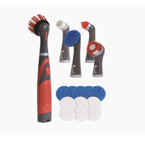 Rubbermaid Reveal Power Scrubber 18-Piece Kit, Cordless Electric Battery Powered Scrub Brush, Water Resistant, for Home/Kitchen/Bathroom/Grout/Tile/Shower/Tub