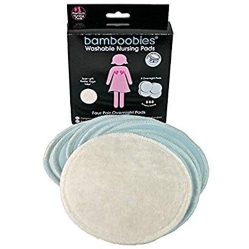 Bamboobies Washable Reusable Overnight Nursing Pads with Leak-Proof Backing for Breastfeeding