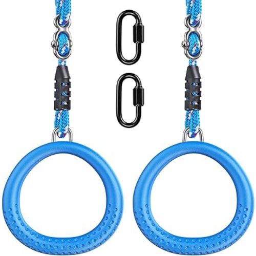 Dolibest 2 Pack of Ninja Gymnastic Rings,Monkey Ring Outdoor Backyard Ninja Accessories Set,Swing Bar Rings Obstacle Course for Training Equipment for Kids,1000LB Capacity