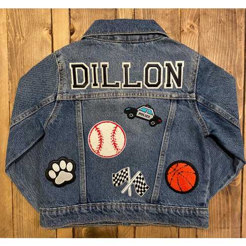 Custom Denim Jacket Denim Custom Name Patch Jacket Gift for Boys Jean Jacket Boys Patch Personalized Jacket Toddler Boy Jacket