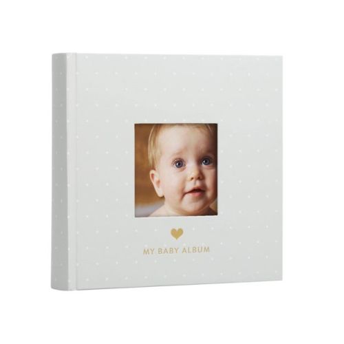 Pearhead Chevron Baby Photo Album - Gray/White Polka Dots