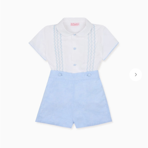 Light Blue Carlina Baby Boy Hand-Smocked Set | Baby Outfits | La Coqueta Kids