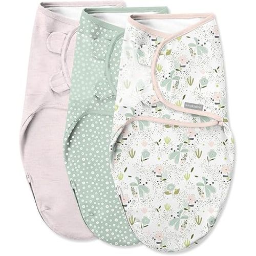 SwaddleMe by Ingenuity Easy Change Baby Swaddle in Size Small/Medium, 0-3 Months, 7-14 Pounds, 3-Pack with Easy Change Zipper - Peekaboo Panda
