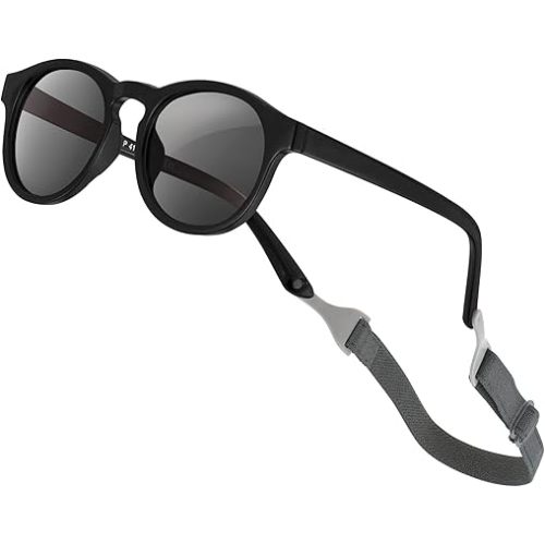 VideMundi Baby Sunglasses with Strap Polarized Flexible UV400 for Infant Toddler Boys Girls Age 0-24 Months